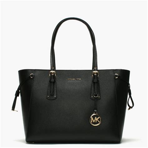 michael kors white and black|michael kors black leather tote.